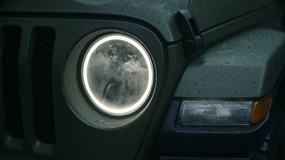 What should I do if my newly installed jeep headlights look foggy?