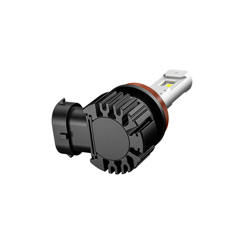 Rear view of H11 LED fog light bulb for Toyota Tundra 2014-2021 showing heat sink and connector plug for efficient thermal management.