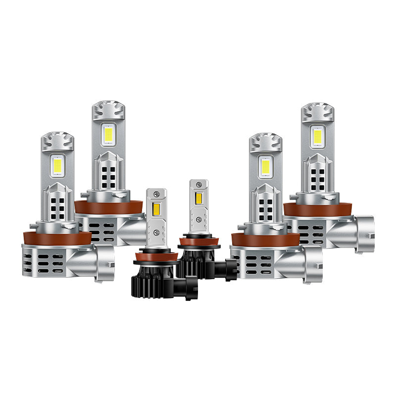 Complete kit of H8 H11 H16 LED Headlight and Fog Light Bulbs for 2016–Later Toyota Tacoma, offering 800% brighter output and durability.