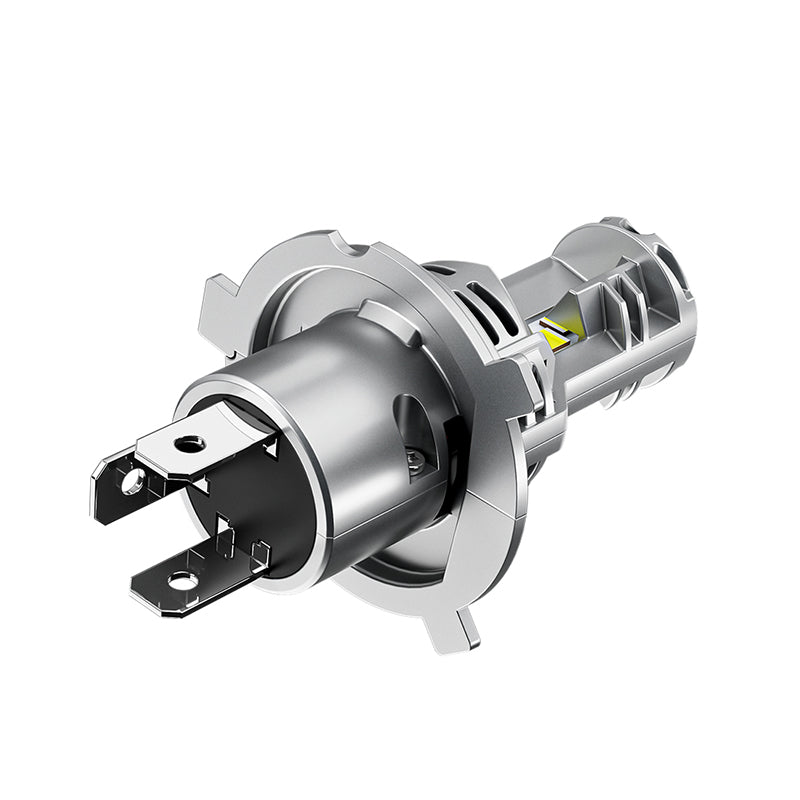 Angled view of 9003 H4 LED headlight bulb for Toyota Tundra 2014-2021 with precision-fit base and high-lumen LED chip for optimal lighting.