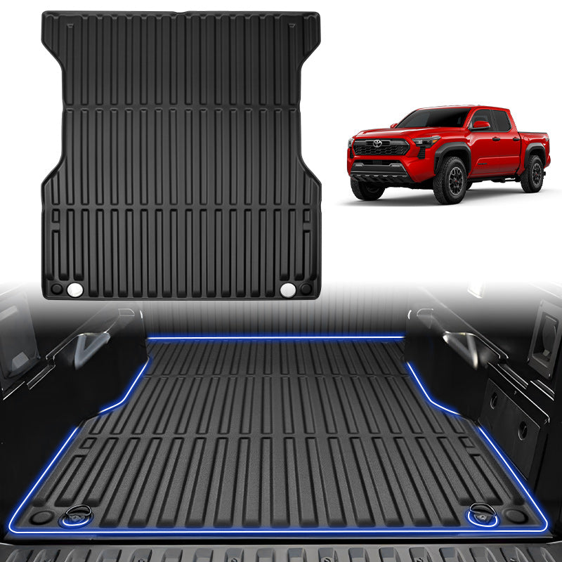 heavy-duty rubber truck bed mat for 2024-2025 Toyota Tacoma 5FT bed.