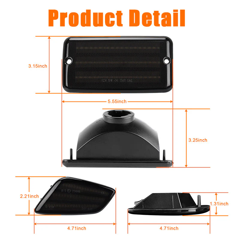 For 1997-2006 Jeep Wrangler TJ LED Front Fender Side Marker Lights
