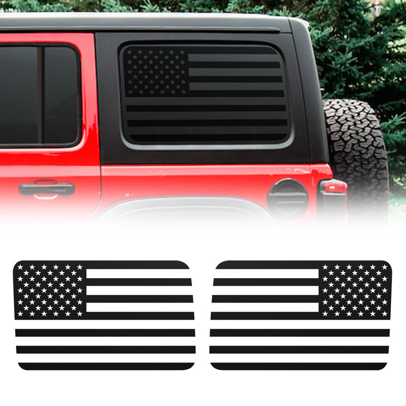 2pcs American Flag Window Decals for Jeep Wrangler JK & JL