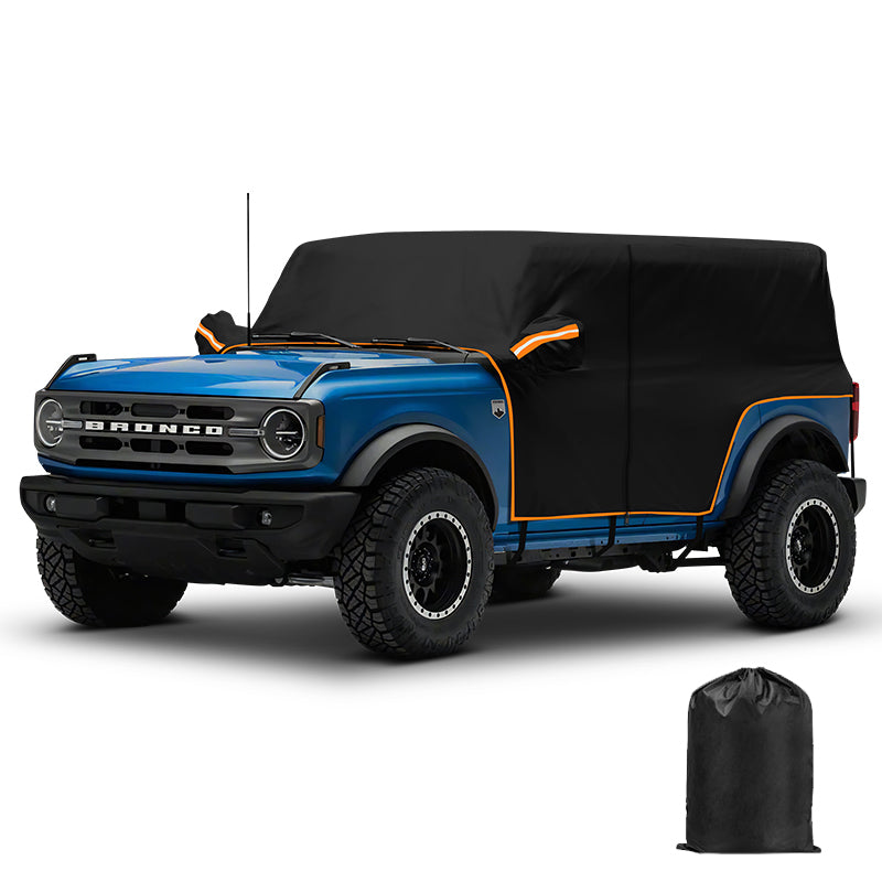 Car Cover For Winter Partuto Car Cover Waterproof All Weather Automotive Outdoor Anti Uv Full Exterior Cover For Ford Bronco 2dr 210d Pu Orange With Left Side Zipper Mustang Car Cover