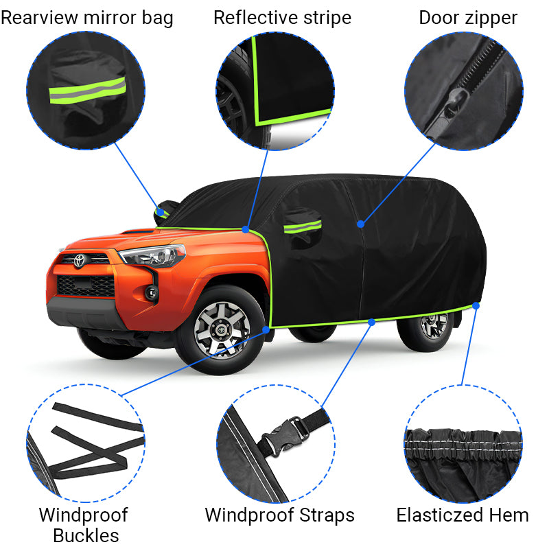 Waterproof 190T Half Cover w/ Reflective Strips for 2002-2024 Toyota 4Runner