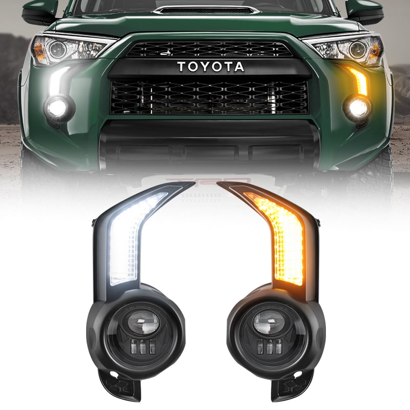 Kit de bisel de luz antiniebla secuencial LED con lámpara antiniebla para Toyota 4Runner 2014-2024