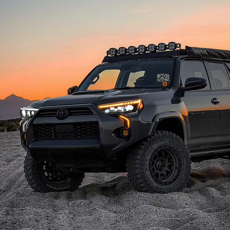 Clear Z-shaped low beam pattern on Toyota 4Runner LED projector headlights for safer night driving.