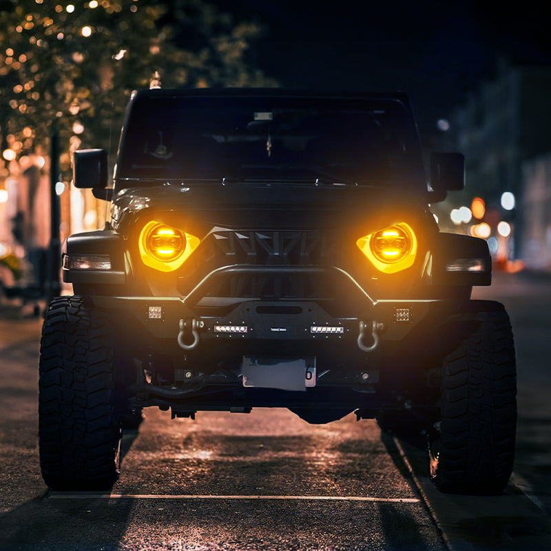 9 inch LED headlight with white DRL and amber turn signals for Jeep Wrangler JL & Gladiator JT