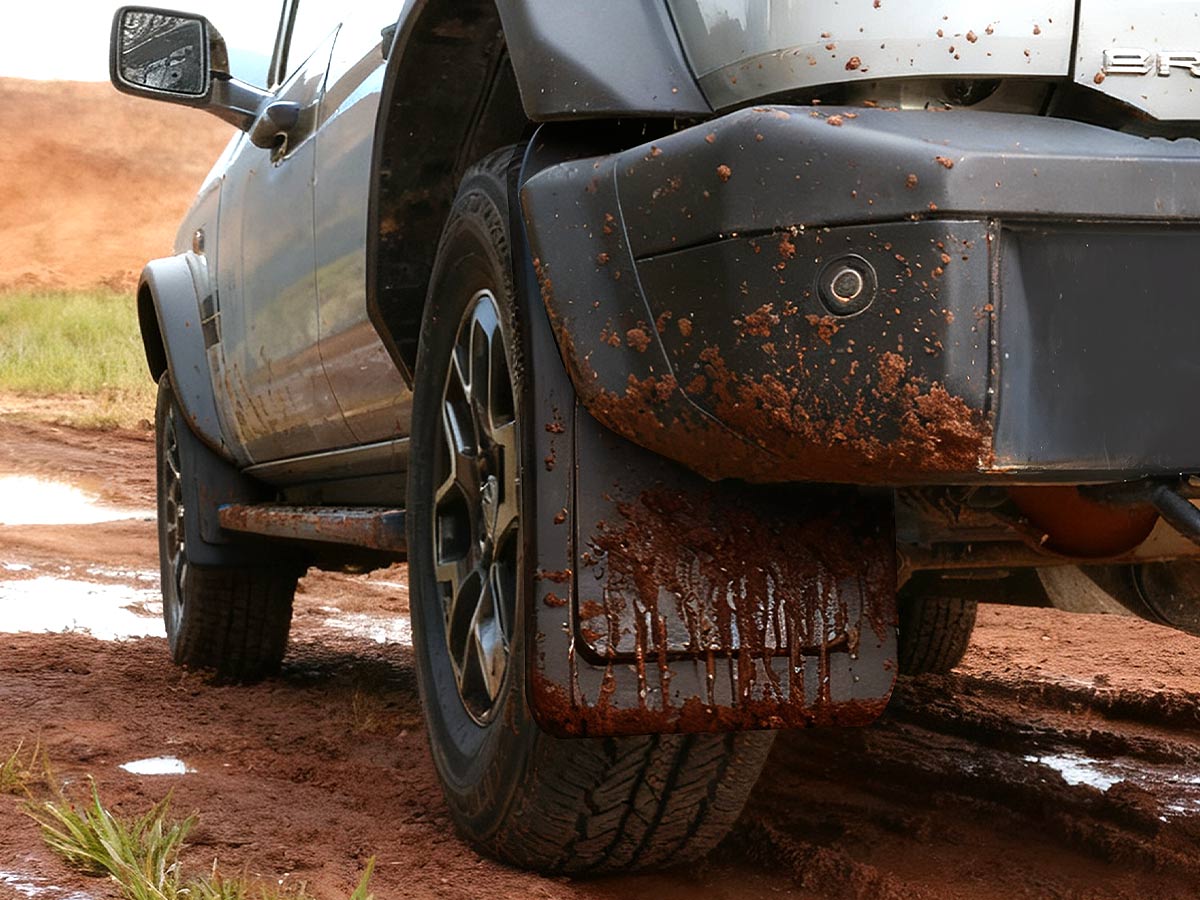 Ford Bronco rear mud flaps preventing mud splash