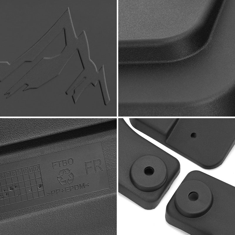 Close-up view of high-quality ABS mud flaps with textured finish for Ford Bronco.