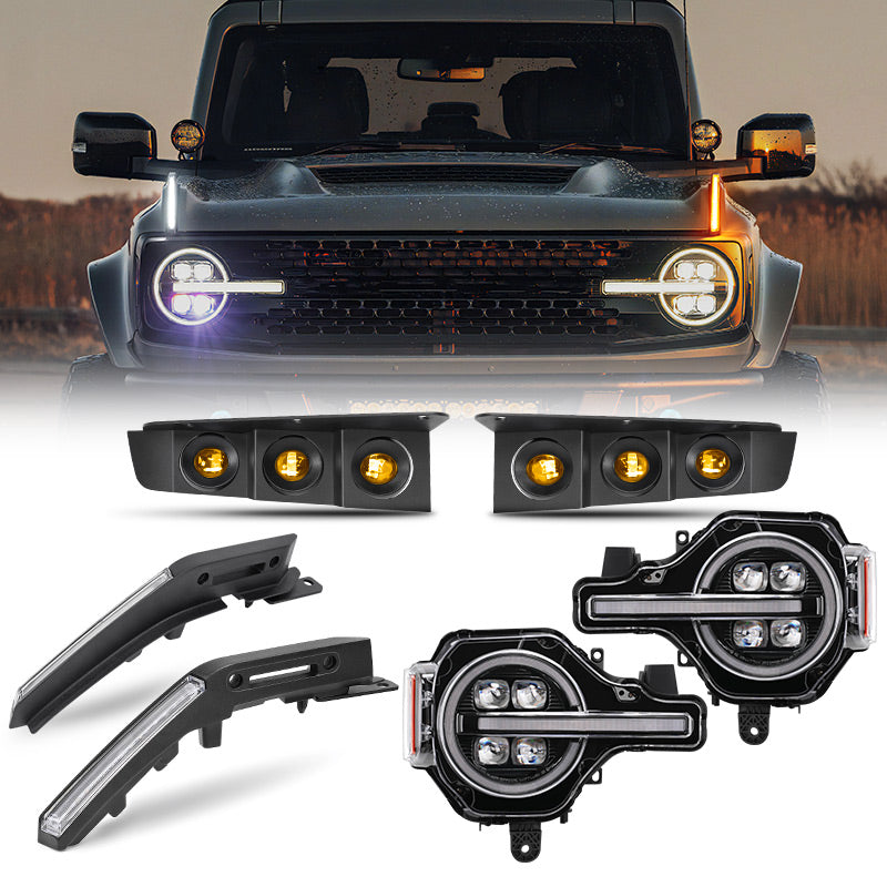 Ford Bronco Headlight, Trail Marker Light, Fog Light Kits