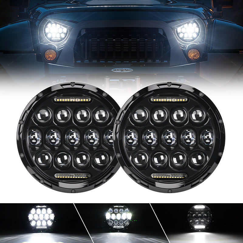 JL/JT - Faros Delanteros LED De 9 Pulgadas Con Halo DRL Y