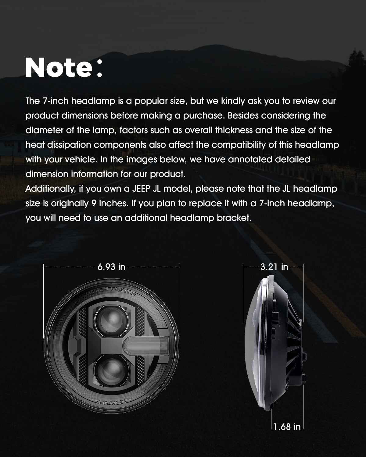 Jeep headlights size