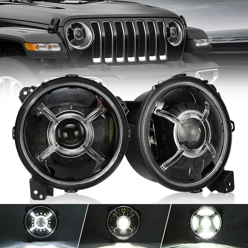 Jeep JL Demon Eye LED Headlights in a Gladiator JT