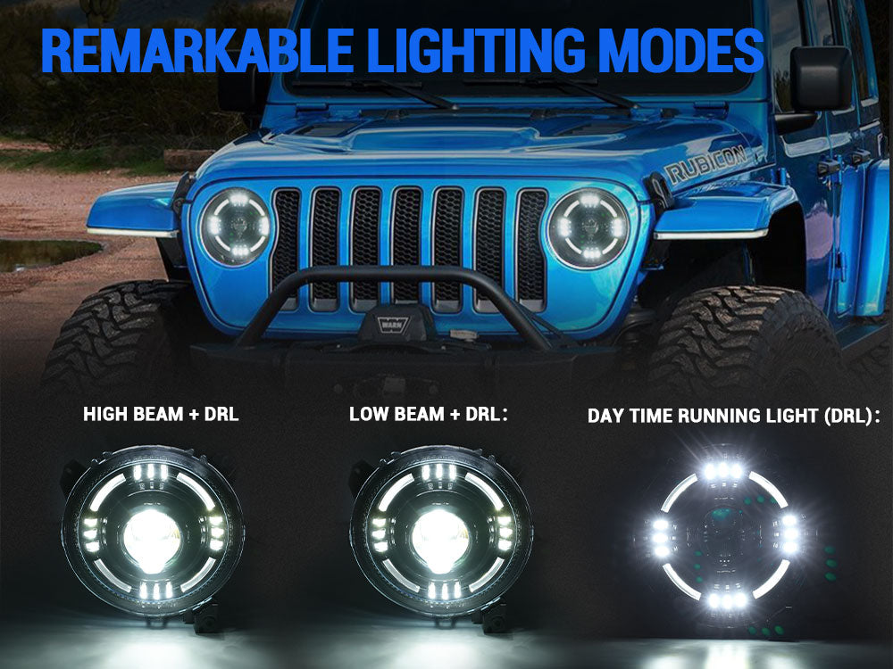 Jeep Wrangler led halo headlights install in JL JT