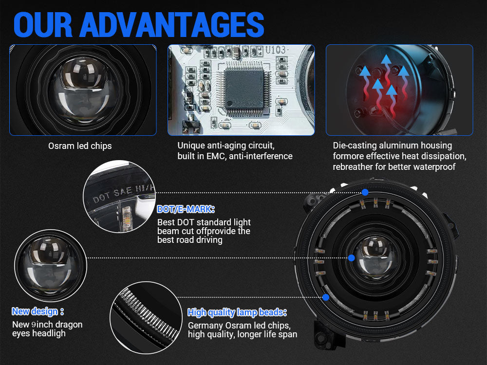 Jeep Wrangler led halo headlights install in JL JT