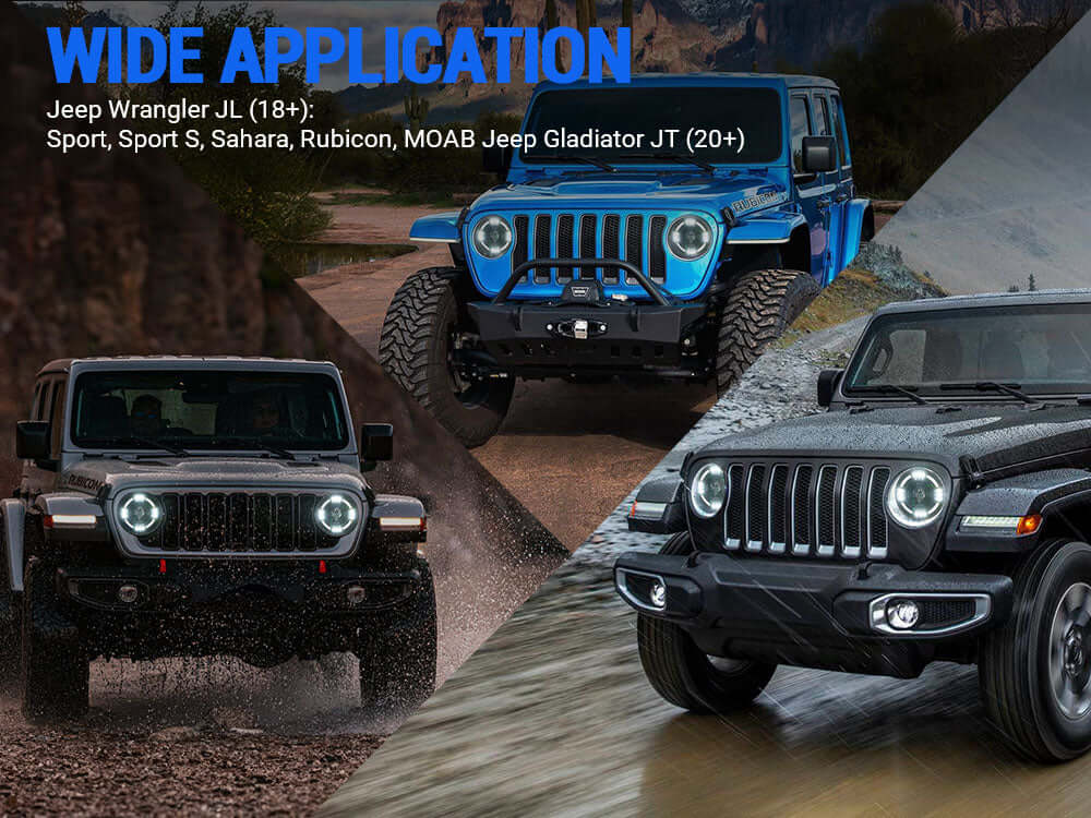 Jeep Wrangler led halo headlights install in JL JT