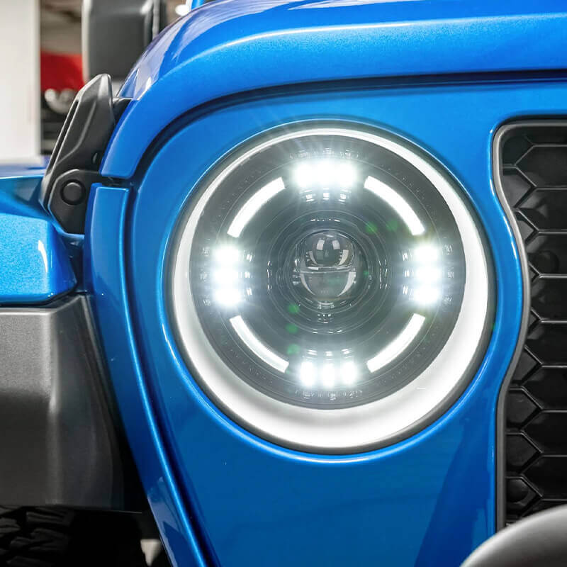 Jeep Wrangler led halo headlights install in JL JT