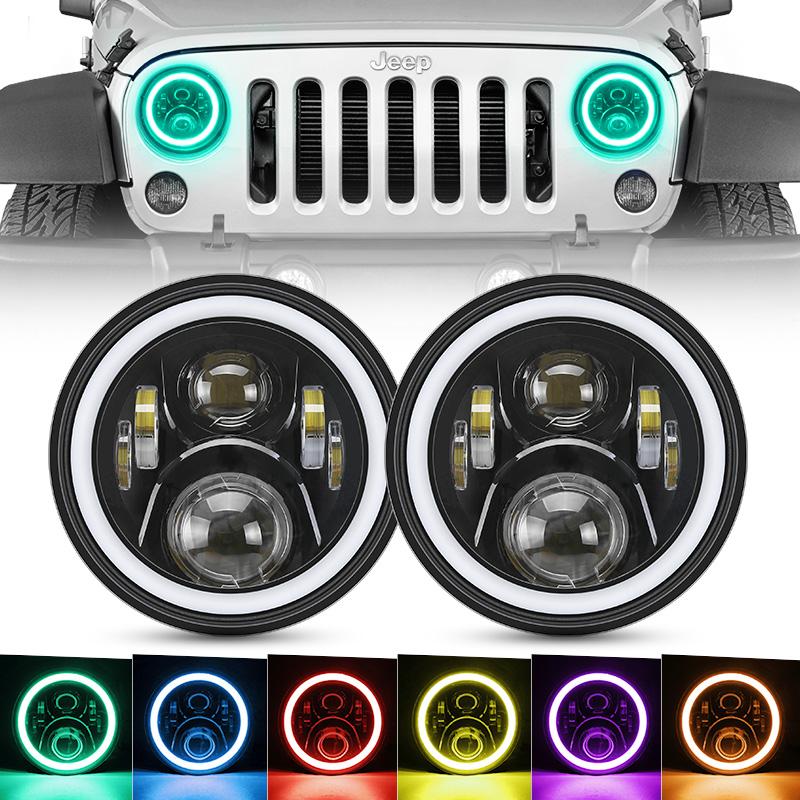 RGB Jeep Headlights in a Wrangler  JK