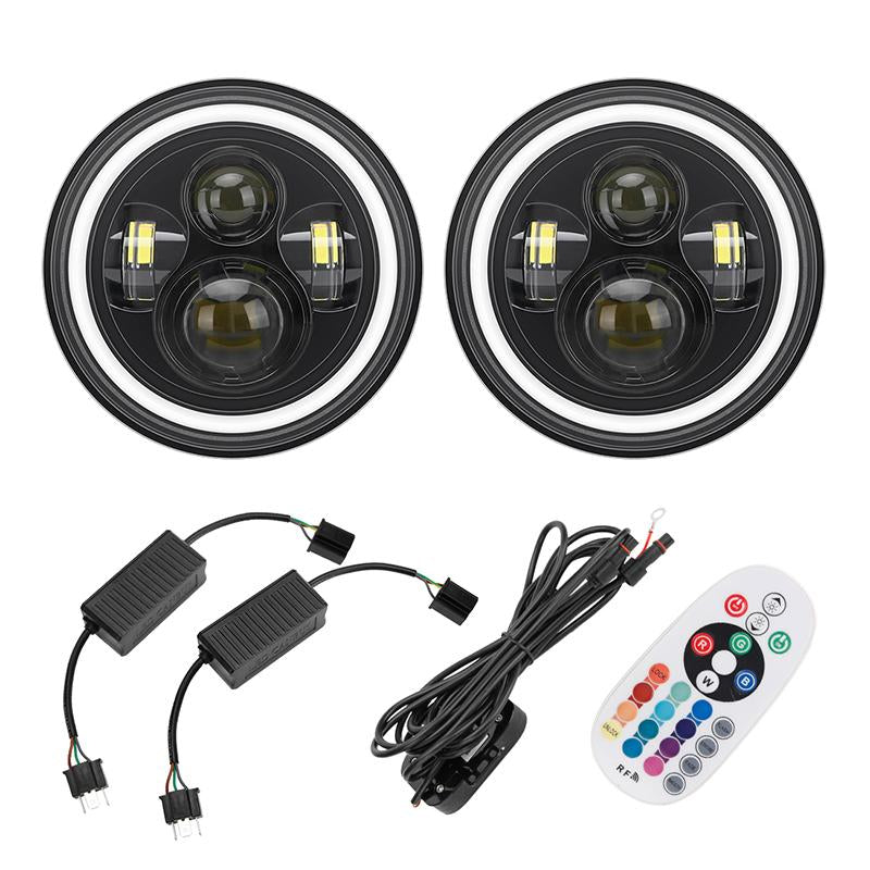 Jeep Wrangler App Remote RGB LED Headlights Package Include