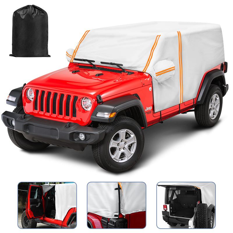 Weatherproof 210D Oxford Cloth Full Door Cab Cover for 2007-Later Jeep Wrangler JK & JL 4 Door