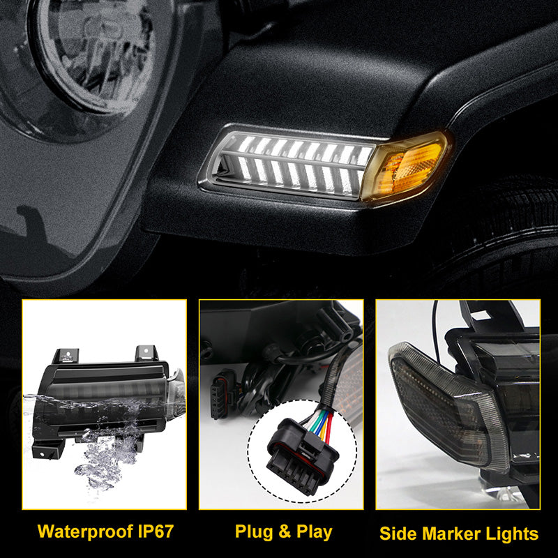 Jeep wrangler jl fender lights with turn signal and  side marker lights
