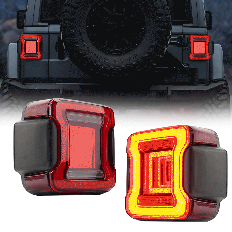 Luces traseras LED brillantes con lente roja para Jeep Wrangler JL JLU 2018 y posteriores