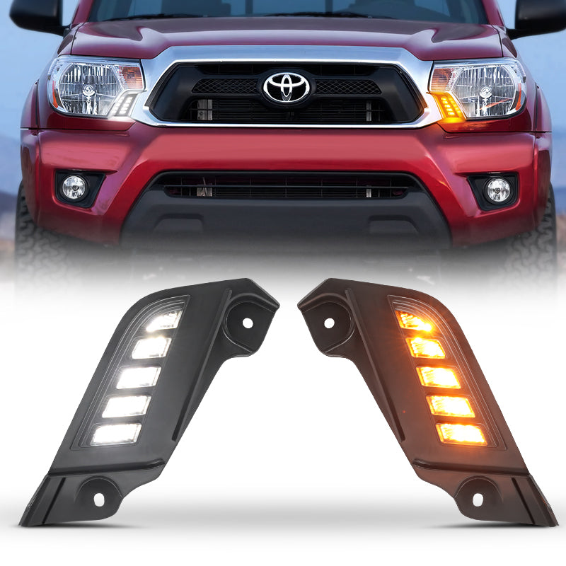PGTOPONE Switchback White/Amber LED CM31 Front Bumper Fog Daytime Running Lamp Dynamic Sequential Turn Signal Light Function Compatible Toyota H