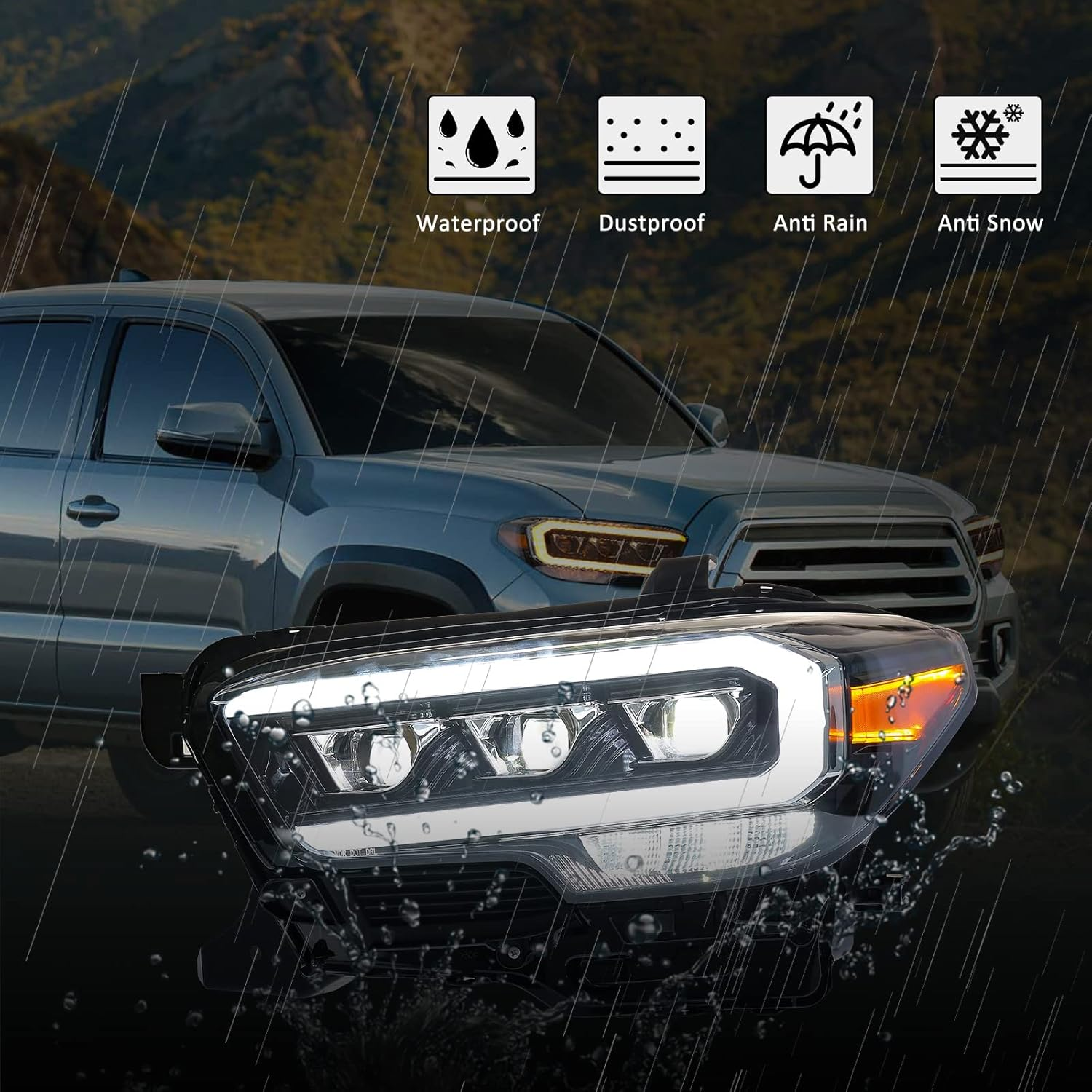 2016-2023 Toyota Tacoma LED Projector Headlights with Waterproofing
