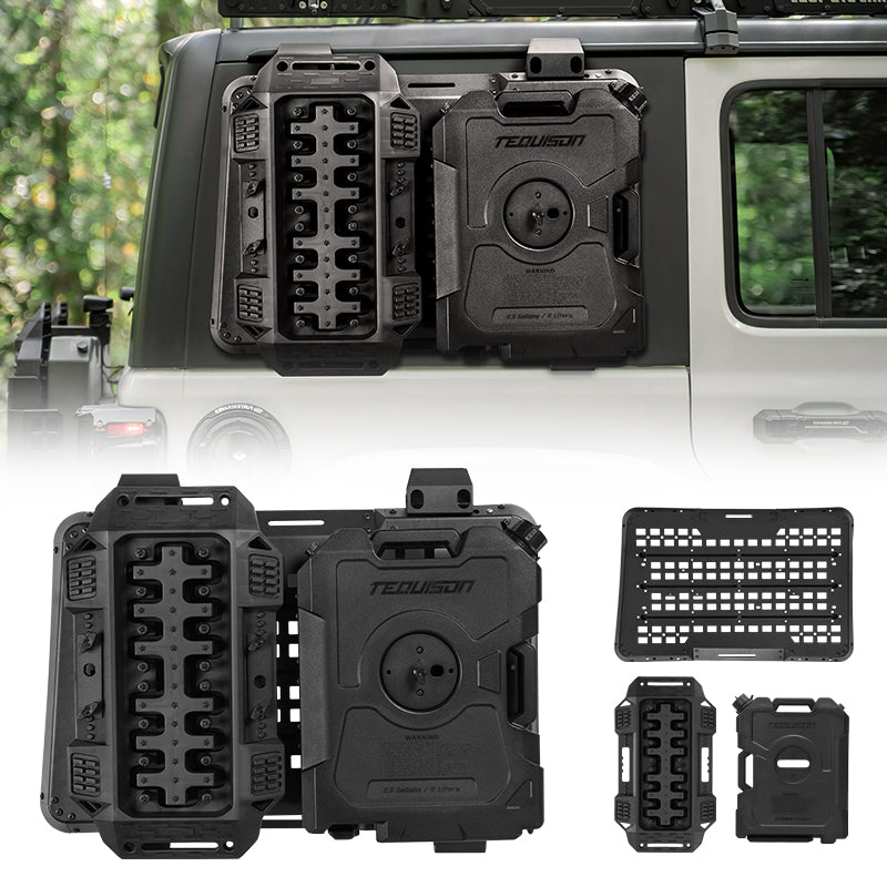 All-in-one Rear Window Molle Panel with Fuel Tanks & Traction Boards for Jeep Wrangler JL 4 Door