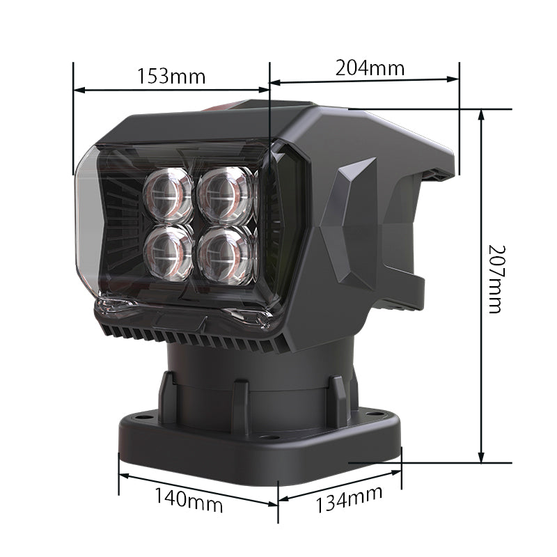 Detailed dimensions of the LED Remote Search Spotlight