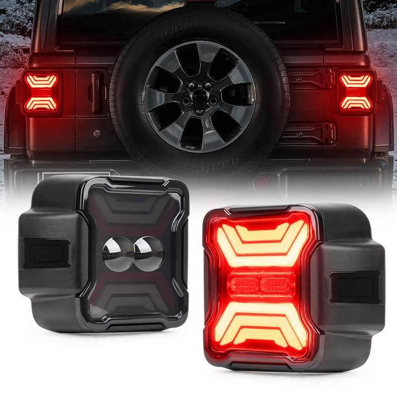 Smoked LED Tail Lights for Jeep Wrangler JL JLU with High Visibility and Waterproof Design