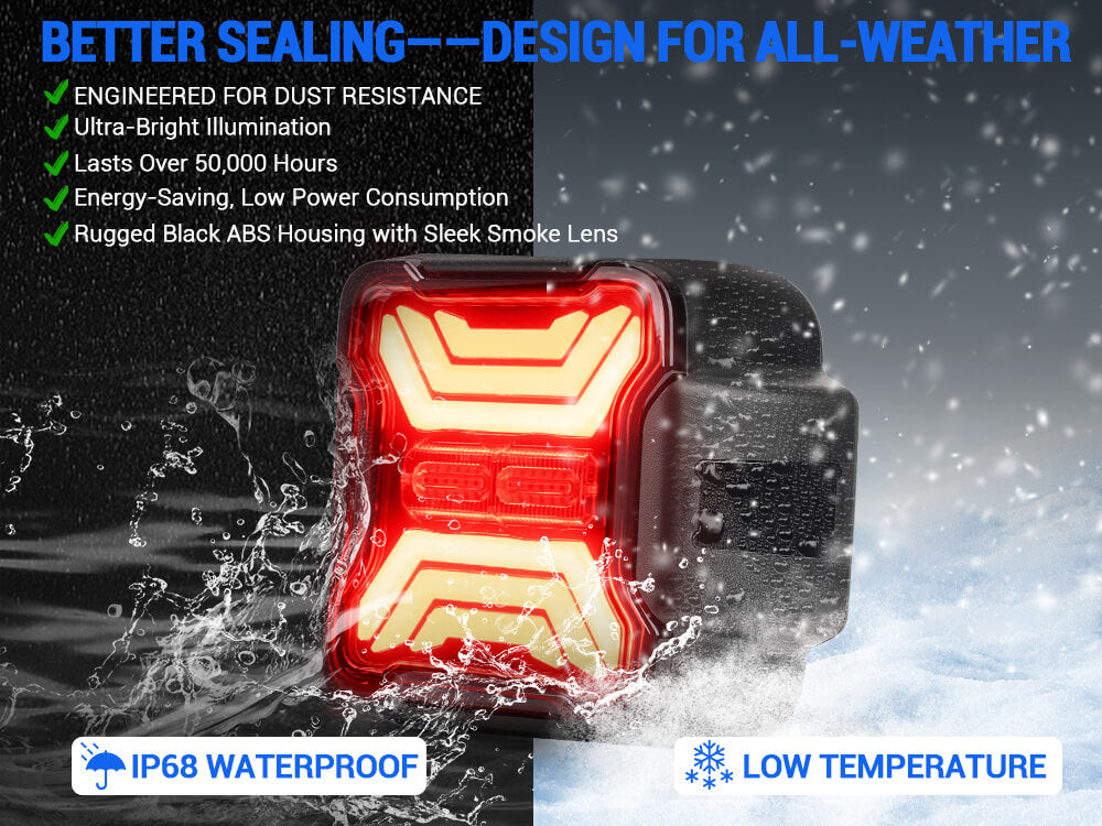 Smoked LED Tail Lights for Jeep Wrangler JK with High Visibility and Waterproof Design