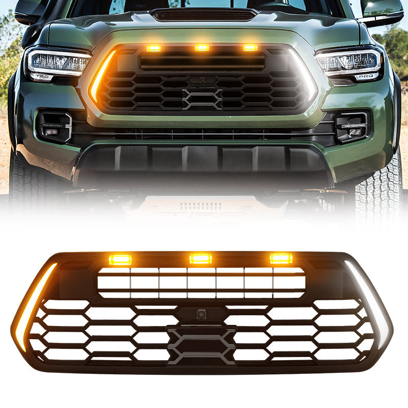 Toyota Tacoma grille with led lights and front camera bracket
