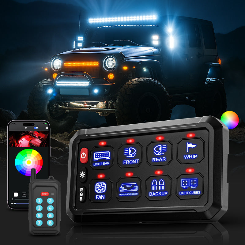 4 Control Modes Universal 8 Gang RGB Switch Panel for Off-Road & Truck
