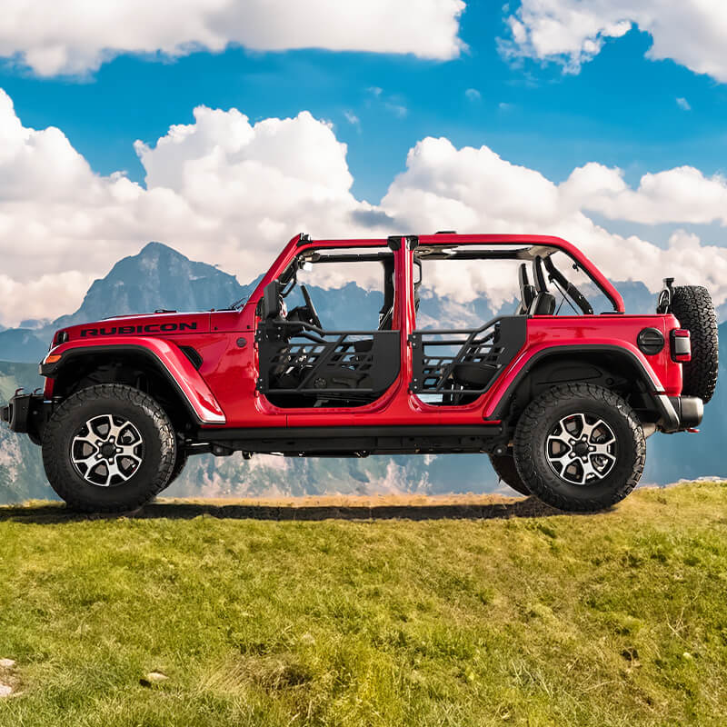 Jeep Half Tube Doors with Side View Mirror for 2018-2025 Wrangler JL Gladiator JT