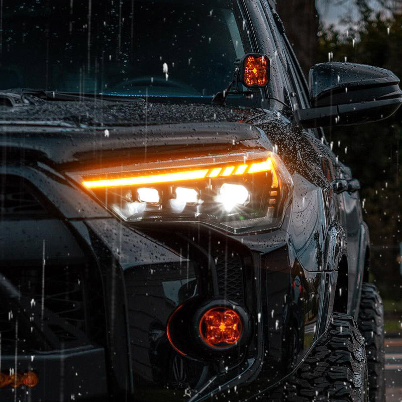 IP68 waterproof and dustproof LED headlights for Toyota 4Runner with durable construction.