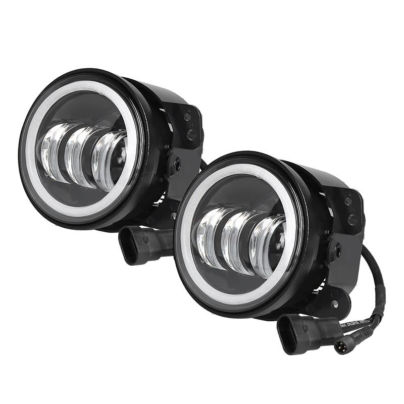 Bluetooth 4" CREE LED Fog Lights with RGB Halo Angle Eye For Jeep JK/JL/JT