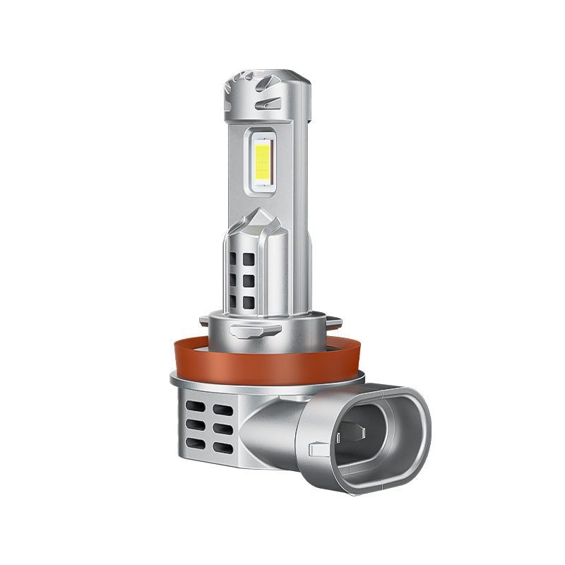 Detailed side view of H8 H11 LED headlight bulb for 2016–later Toyota Tacoma, showing plug connector and high-lumen LED chip placement.