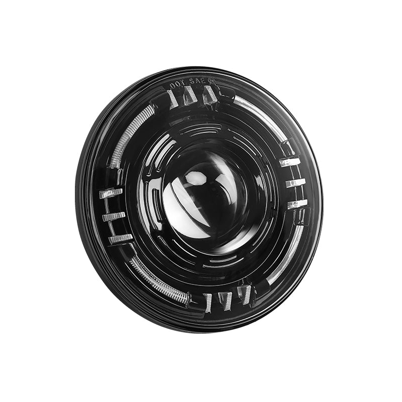 High-quality 7-inch jeep LED headlight with projector lens for exceptional visibility.
