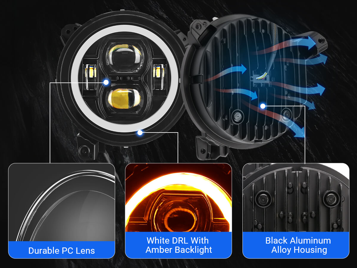 Jeep JL LED Headlights with halo function