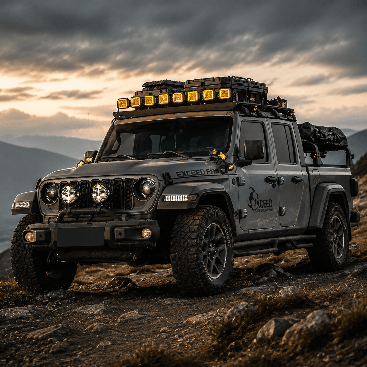 SR2 Jeep Gladiator bed rack paired with a BAK X4s tonneau cover