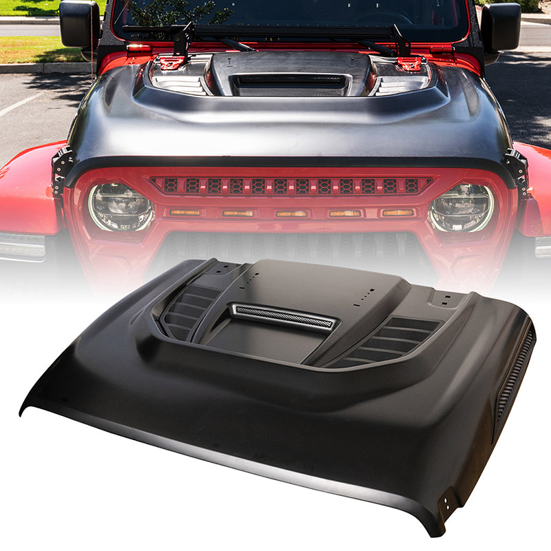 USA ONLY Red Rock Series Hood with Functional Air Vents for 2018+ Jeep Wrangler JL and Gladiator JT