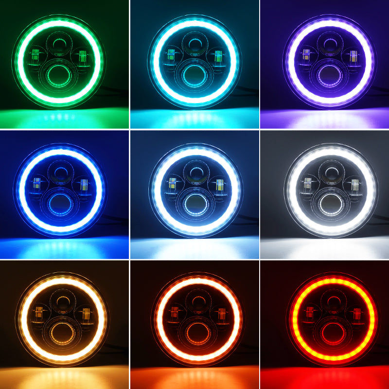  RGB LED Projector Headlight + 4.5" Fog Lights For Harley