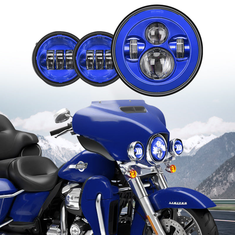 Harley LED Headlight and Fog Lights Jelly Color Set