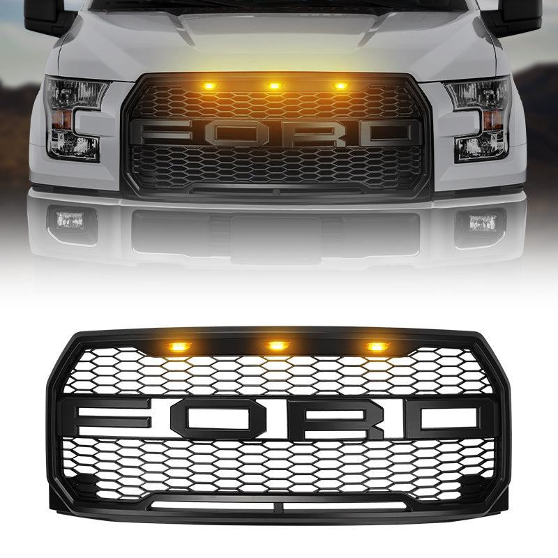 Ford F150 F150 Grill 20152017 with Mesh & Ford Raptor Lights Combo