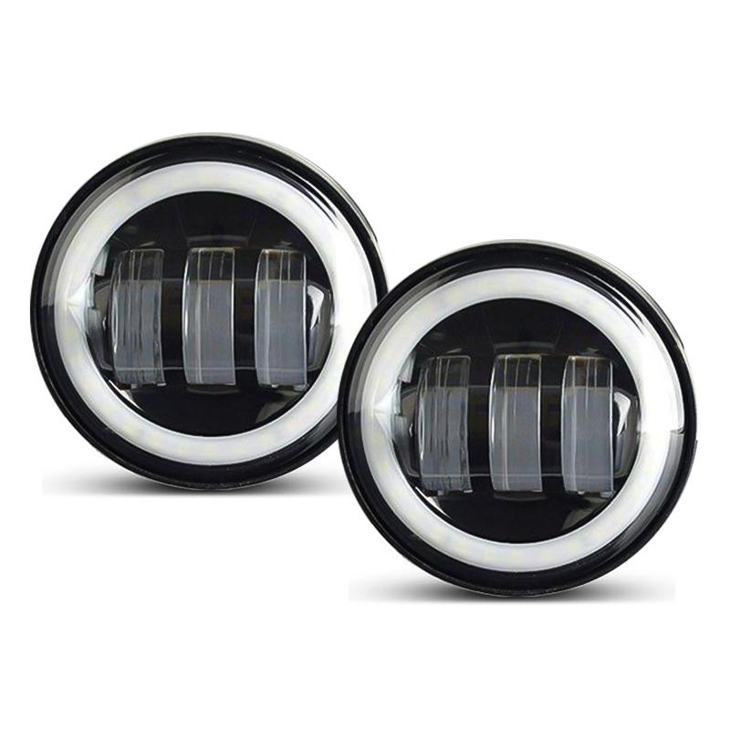 Harley 4.5 Inch LED Fog Lights With Halo DRL