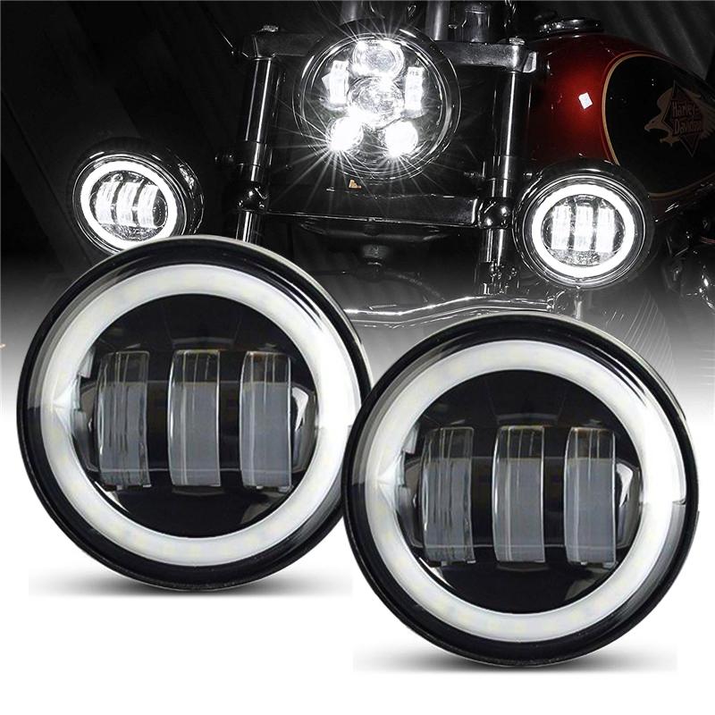 Harley 4.5 Inch LED Fog Lights With Halo DRL