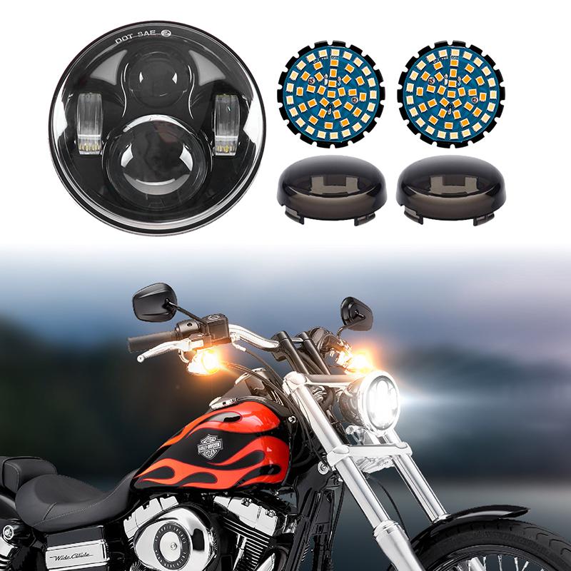 5.75 5-3/4 Halo RGB LED Headlight High Low Beam for Harley