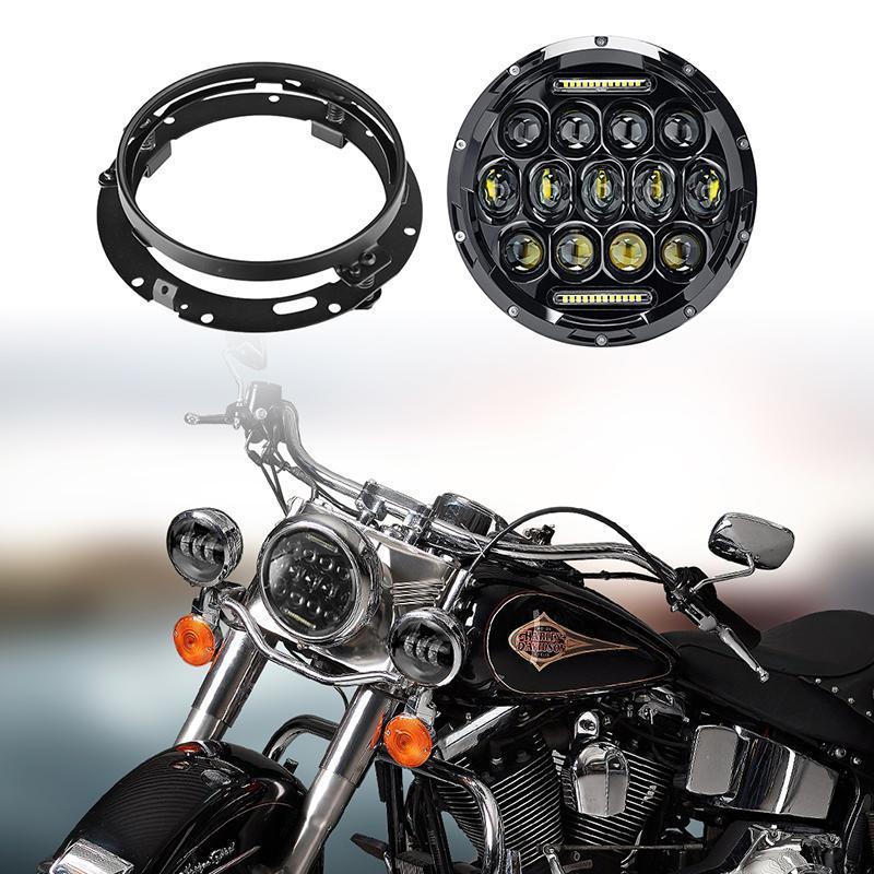 Harley 7 inch LED Headlight w/DRL +Mounting Bracket